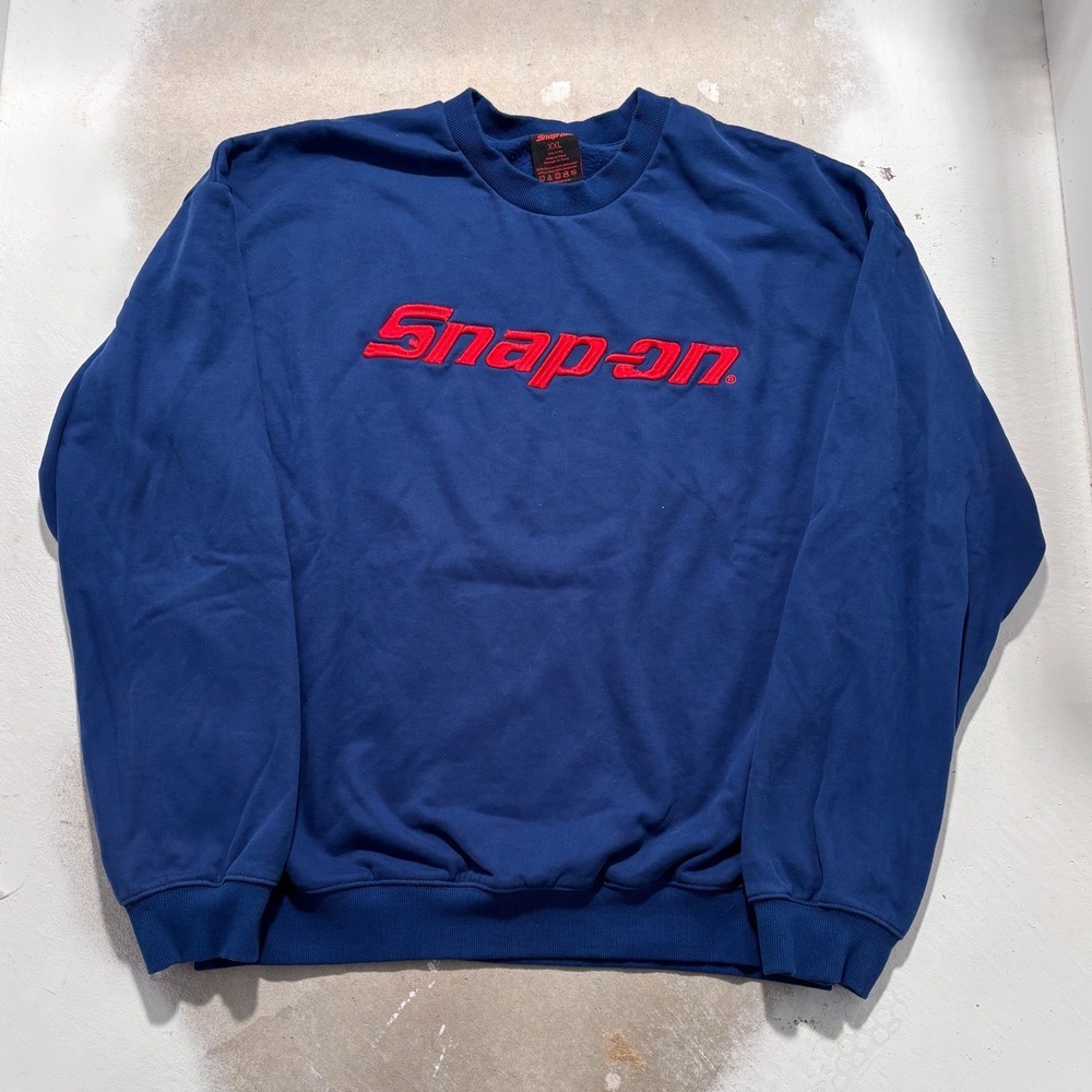 Snap-on Tools Mens XXL Blue Embroidered Logo Crewneck Sweatshirt Pullover